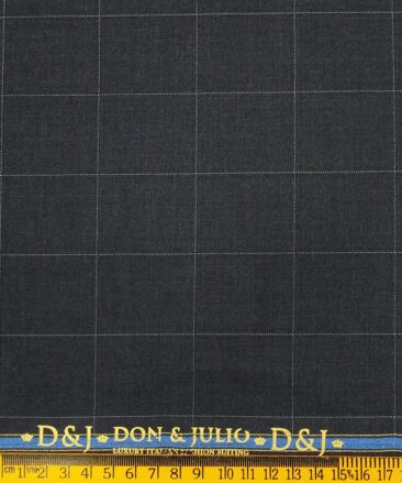 Don & Julio Dark Grey White Checks Unstitched Terry Rayon Suiting Fabric