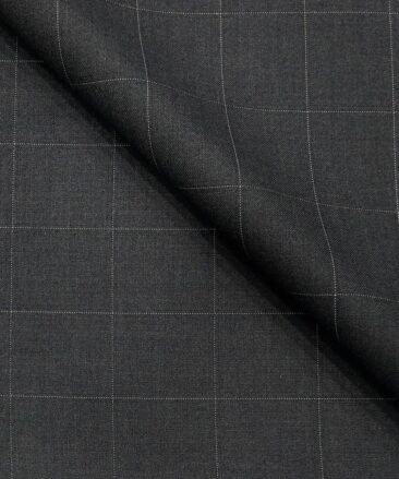 Don & Julio Dark Grey White Checks Unstitched Terry Rayon Suiting Fabric