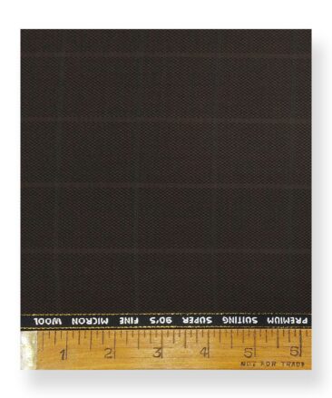 J.Hamsptead by Siyaram's 20% Merino Wool Super 90's Dark Brown Structured Cum Checks Unstitched Suiting Fabric