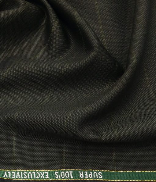 J.Hamsptead by Siyaram's 20% Merino Wool Super 90's Dark Green Structured Cum Checks Unstitched Suiting Fabric