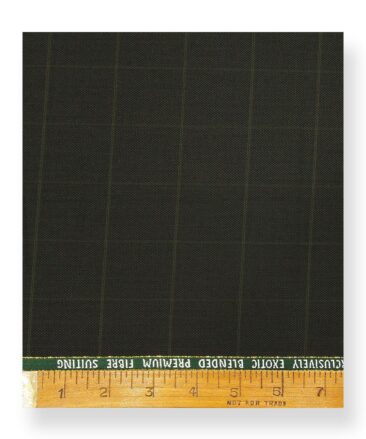 J.Hamsptead by Siyaram's 20% Merino Wool Super 90's Dark Green Structured Cum Checks Unstitched Suiting Fabric