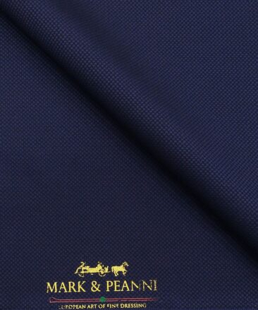 Mark & Peanni Dark Blue Oxford Structure Unstitched Terry Rayon Suiting Fabric