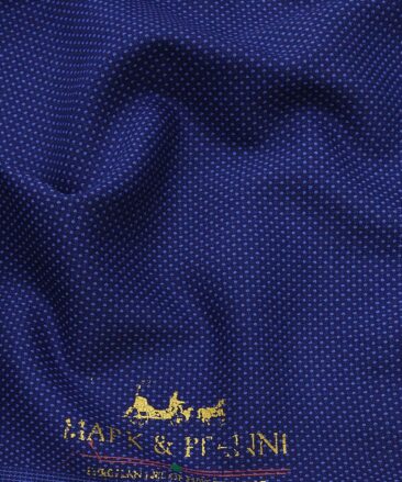 Mark & Peanni Bright Royal Blue Dotted Structured Unstitched Terry Rayon Suiting Fabric