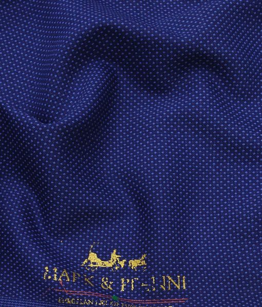 Mark & Peanni Bright Royal Blue Dotted Structured Unstitched Terry Rayon Suiting Fabric