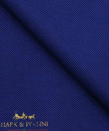 Mark & Peanni Bright Royal Blue Dotted Structured Unstitched Terry Rayon Suiting Fabric