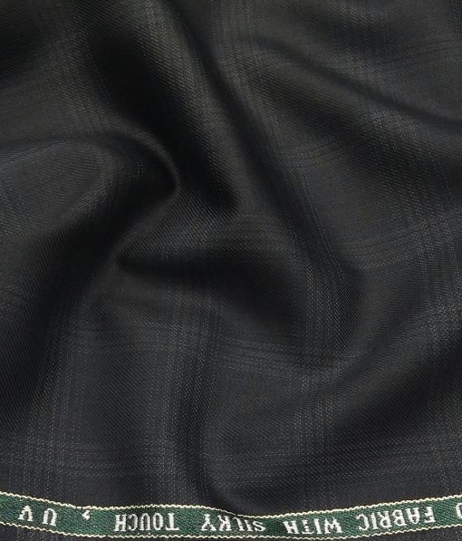 Raymond Dark Greenish Grey 35% Merino Wool Self Checks Unstitched Suit Fabric (3.25 Meter)