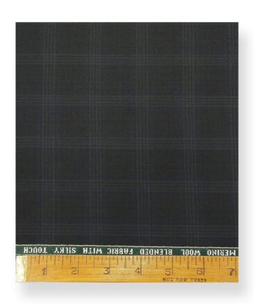 Raymond Dark Greenish Grey 35% Merino Wool Self Checks Unstitched Suit Fabric (3.25 Meter)