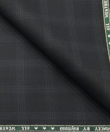 Raymond Dark Greenish Grey 35% Merino Wool Self Checks Unstitched Suit Fabric (3.25 Meter)