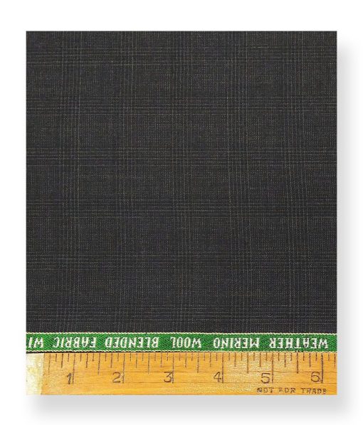 Raymond Dark Grey 35% Merino Wool Self Checks Unstitched Techno Smart Suit Fabric (3.25 Meter)