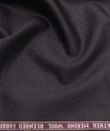 Raymond Dark Wine 35% Merino Wool Self Checks Unstitched Suit Techno Smart Fabric (3.25 Meter)