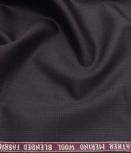 Raymond Dark Wine 35% Merino Wool Self Checks Unstitched Suit Techno Smart Fabric (3.25 Meter)