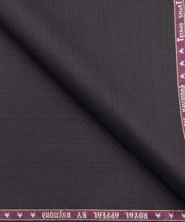 Raymond Dark Wine 35% Merino Wool Self Checks Unstitched Suit Techno Smart Fabric (3.25 Meter)