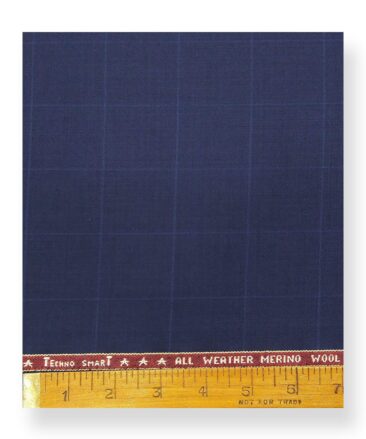 Raymond Royal Blue 35% Merino Wool Broad Checks Unstitched Techno Smart Suit Fabric (3.25 Meter)