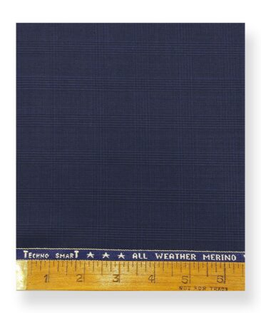 Raymond Royal Blue 35% Merino Wool Self Checks Unstitched Suit Techno Smart Fabric (3.25 Meter)