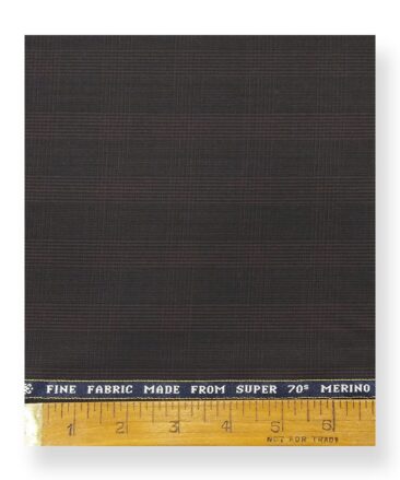 Raymond Dark Wine 35% Merino Wool Super 70's Self Checks Unstitched Suit Fabric (3.25 Meter)