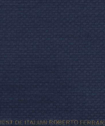 Roberto Ferrari Dark Blue Jacquard Unstitched Terry Rayon Suiting Fabric