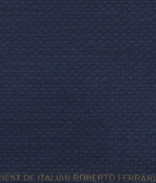 Roberto Ferrari Dark Blue Jacquard Unstitched Terry Rayon Suiting Fabric