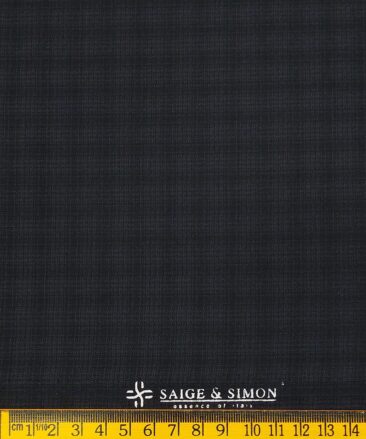 Sage & Simon Dark Grey Self Checks Unstitched Terry Rayon Suiting Fabric