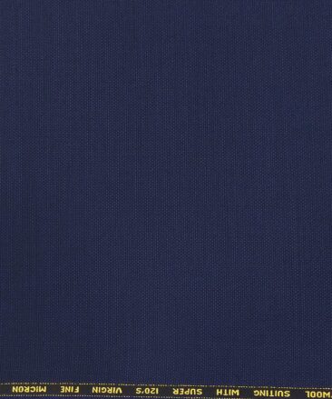 Saville & Young Dark Royal Blue Structured Super 120's 45% Merino Wool Suiting Fabric