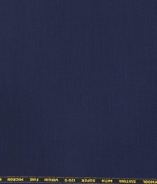 Saville & Young Dark Royal Blue Structured Super 120's 45% Merino Wool Suiting Fabric