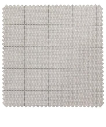 Grado by Grasim Light Grey Polyester Viscose Structured Cum Checks Unstitched Suiting Fabric