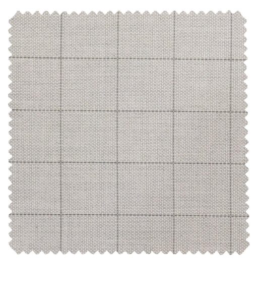 Grado by Grasim Light Grey Polyester Viscose Structured Cum Checks Unstitched Suiting Fabric