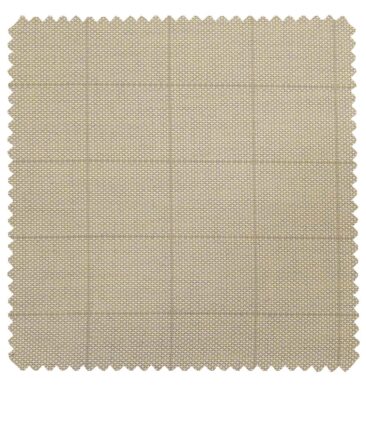 Grado by Grasim Oat Beige Polyester Viscose Structured Cum Checks Unstitched Suiting Fabric