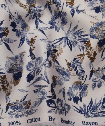 Bombay Rayon Light Grey 100% Premium Cotton Printed Shirt Fabric (1.60 M)