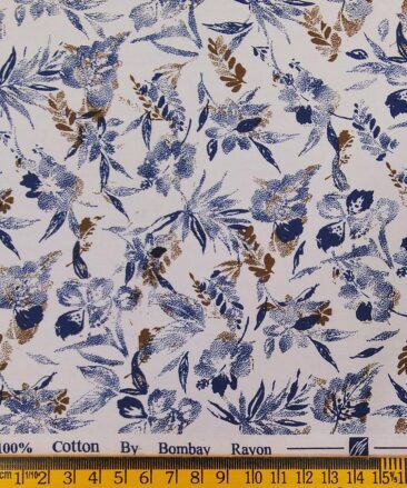 Bombay Rayon Light Grey 100% Premium Cotton Printed Shirt Fabric (1.60 M)