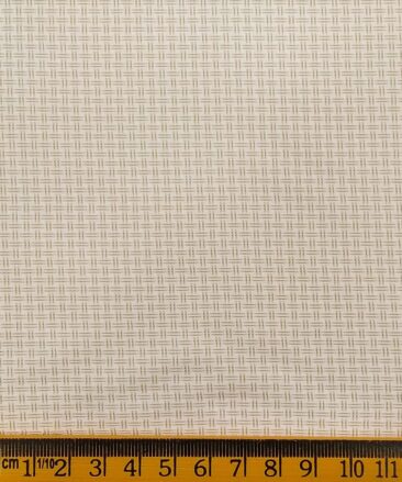 Exquisite Cream Poly Cotton Light Brown Structured Shirt Fabric (1.60 M)