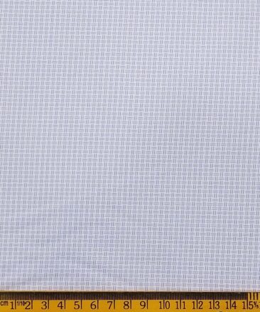 Exquisite White Poly Cotton Light Blue Structured Shirt Fabric (1.60 M)