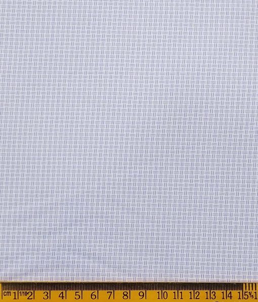 Exquisite White Poly Cotton Light Blue Structured Shirt Fabric (1.60 M)