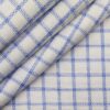 Exquisite White Poly Cotton Blue Stucutured Cum Checks Shirt Fabric (1.60 M)