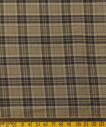 Exquisite Brown 100% Cotton Broad Checks Shirt Fabric (1.60 M)