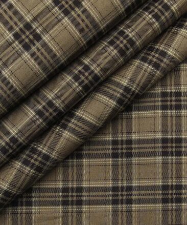 Exquisite Brown 100% Cotton Broad Checks Shirt Fabric (1.60 M)