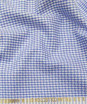 F.M. Hammerle White & Blue 100% Giza Cotton Jacquard Structured Shirt Fabric (1.60 M)