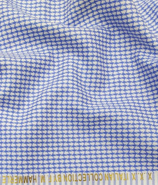 F.M. Hammerle White & Blue 100% Giza Cotton Jacquard Structured Shirt Fabric (1.60 M)