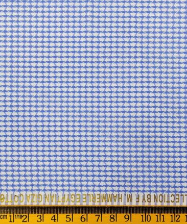 F.M. Hammerle White & Blue 100% Giza Cotton Jacquard Structured Shirt Fabric (1.60 M)