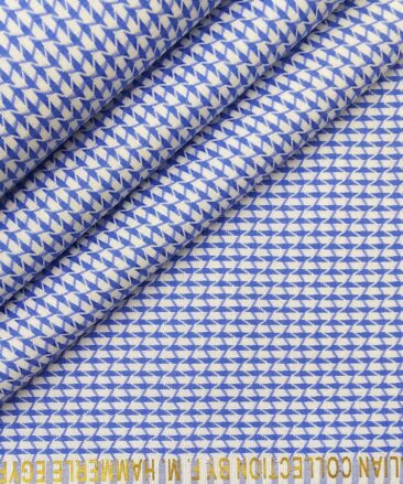 F.M. Hammerle White & Blue 100% Giza Cotton Jacquard Structured Shirt Fabric (1.60 M)