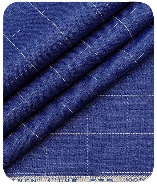 Linen Club Men's Genuine European Linen Royal Blue Broad Checks Unstitched Blazer Fabric (2 Meter) - Image 5