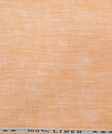 Linen Club Men's Cantaloupe Orange 40 LEA Pure Linen Self Design Unstitched Shirting Fabric (2.25 Meter)