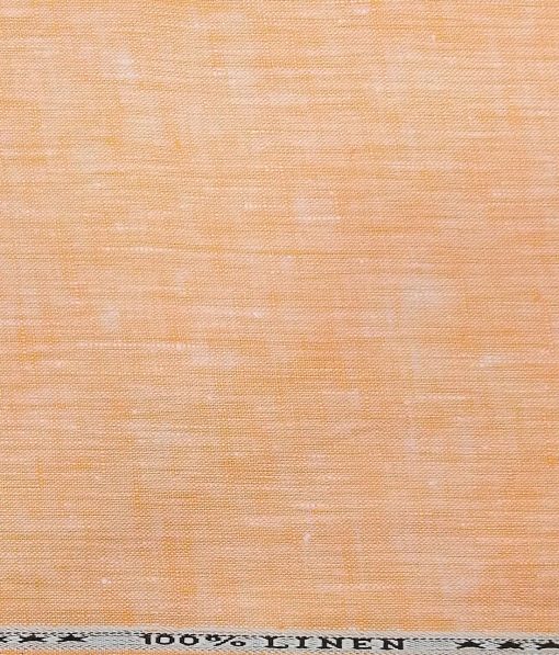 Linen Club Men's Cantaloupe Orange 40 LEA Pure Linen Self Design Unstitched Shirting Fabric (2.25 Meter)