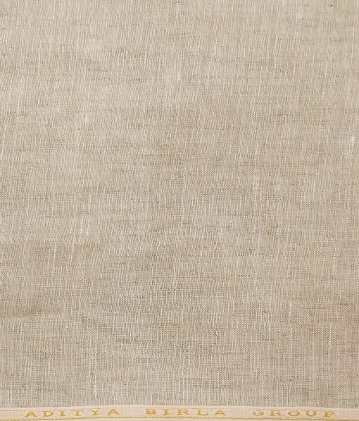 Linen Club Men's Tan Beige 40 LEA Pure Linen Self Design Unstitched Shirt Fabric (1.60 Meter)