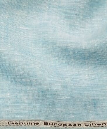 Linen Club Men's Arctic Blue 60 LEA Pure Linen Self Design Unstitched Shirting Fabric (2.25 Meter)