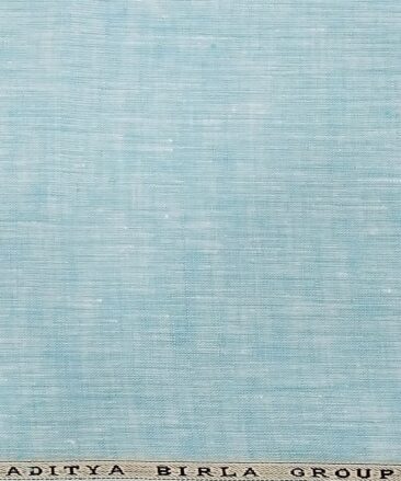 Linen Club Men's Arctic Blue 60 LEA Pure Linen Self Design Unstitched Shirting Fabric (2.25 Meter)