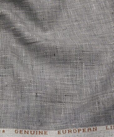 Linen Club Men's Blackish Grey 60 LEA Pure Linen Structured Unstitched Shirting Fabric (2.25 Meter)