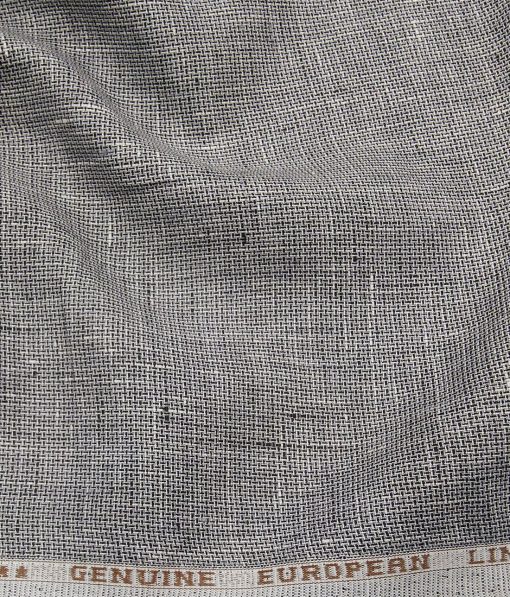 Linen Club Men's Blackish Grey 60 LEA Pure Linen Structured Unstitched Shirting Fabric (2.25 Meter)