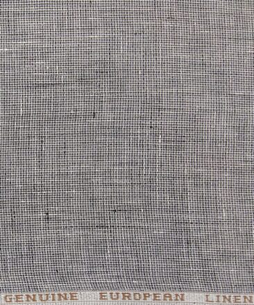 Linen Club Men's Blackish Grey 60 LEA Pure Linen Structured Unstitched Shirting Fabric (2.25 Meter)