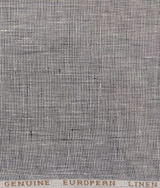 Linen Club Men's Blackish Grey 60 LEA Pure Linen Structured Unstitched Shirting Fabric (2.25 Meter)