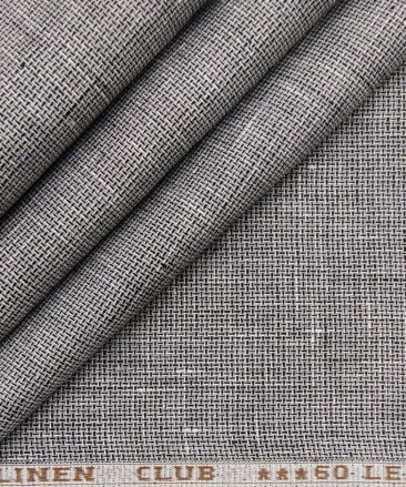 Linen Club Men's Blackish Grey 60 LEA Pure Linen Structured Unstitched Shirting Fabric (2.25 Meter)